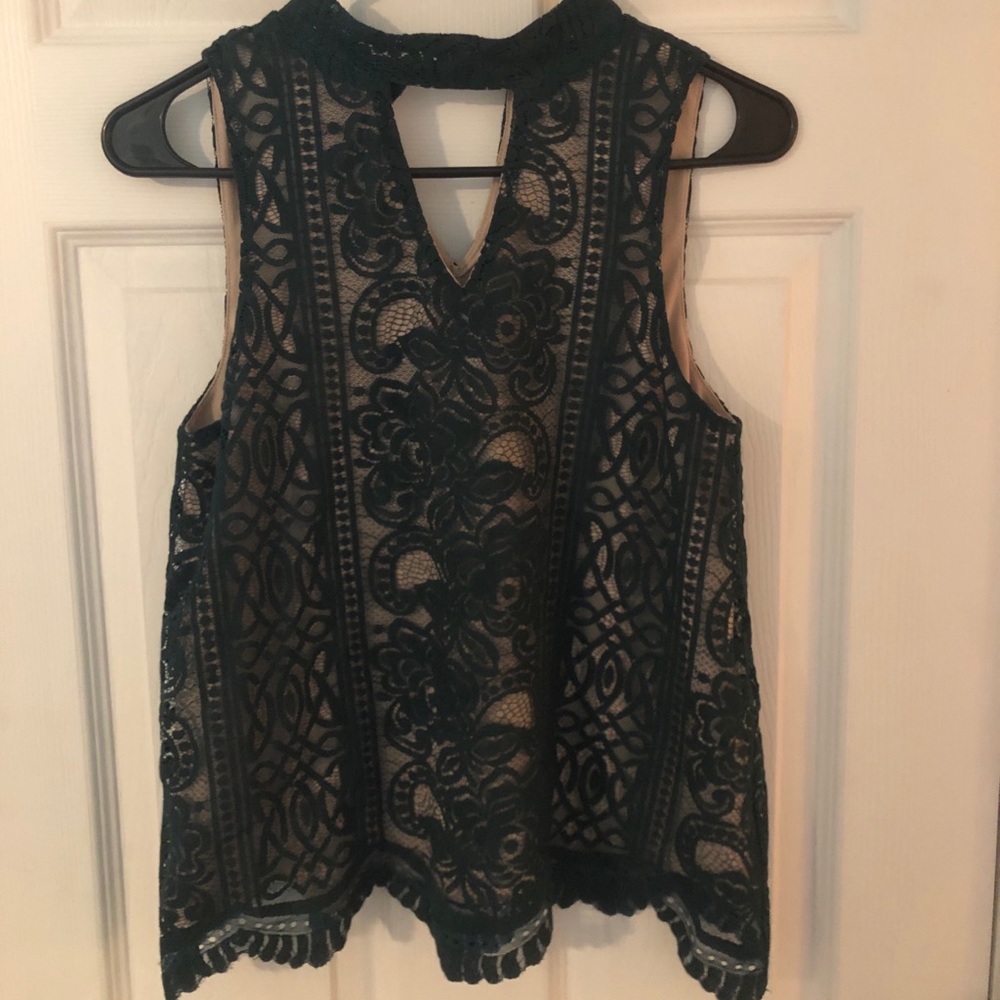 Dark green lace tank